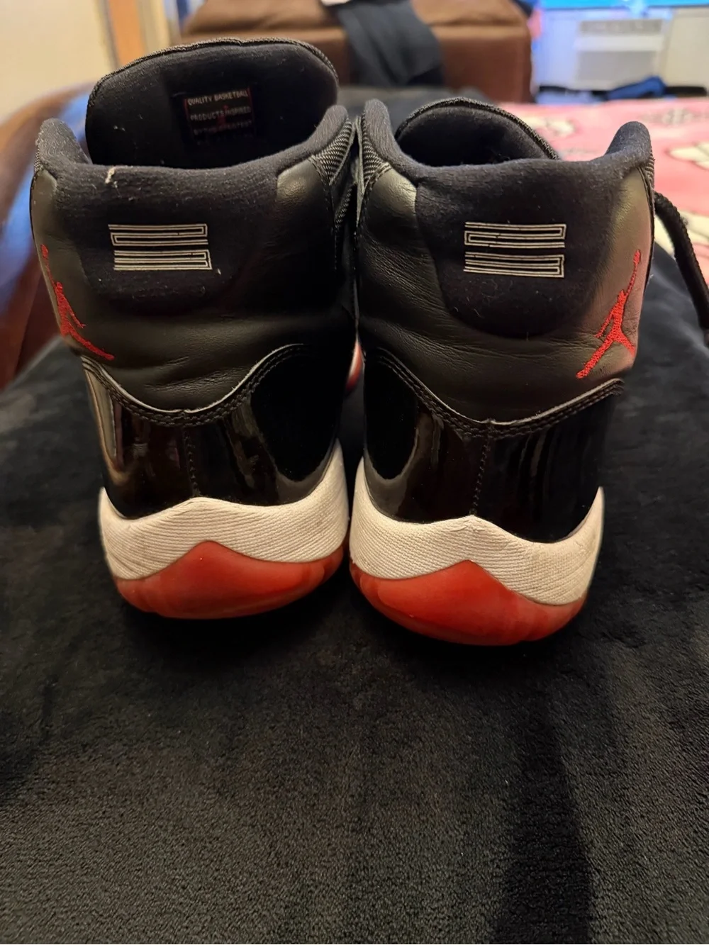 Classic Jordan 11 Bred Black and Red Patent Leather High-Top Sneakers